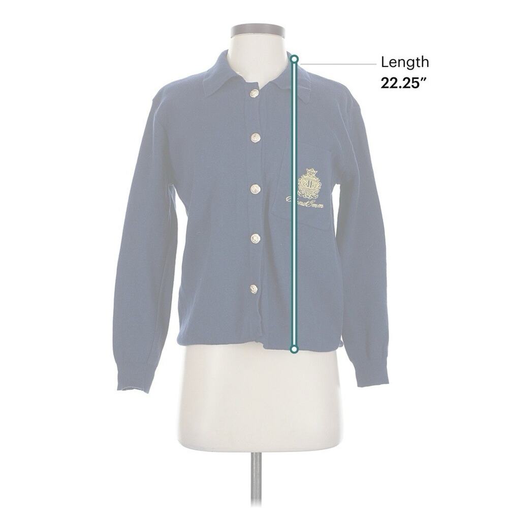 ELL And Emm Sienna Knit Navy Blue Gold Buttons Collared Cardigan Crest S/M - Picture 4 of 6